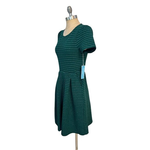 Draper James Short-Sleeve Knit Tee Dress Green Metallic NWT XS - Picture 2 of 5